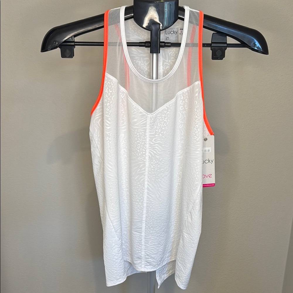 Lucky in Love - Brand White and Orange Women's Tank Top (NWT)
